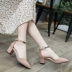 [Giải phóng mặt bằng] Dép Baotou Phụ nữ giữa và mùa hè 2018 Khóa từ mới mũi nhọn với giày cao gót đế dày hoang dã sandal nữ cao gót Sandal