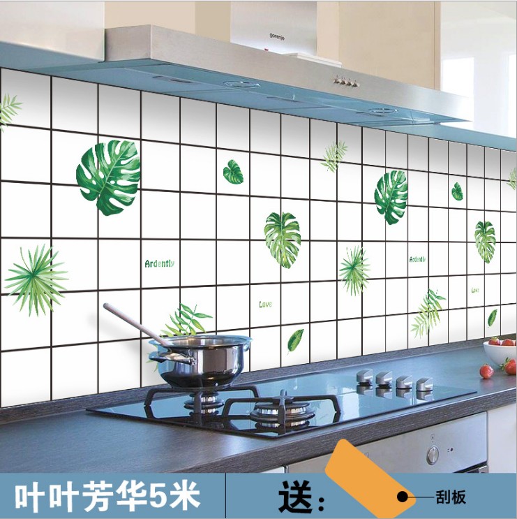 Ye Fanghua 5Mautohesion since wall Lampblack machine Oil proof household kitchen High temperature resistance wall stick cellophane paper Wall stickers cooking bench Stickers waterproof