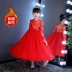 Mùa đông 2018 trẻ em mới Trung Quốc diện áo dài bé trai lớn cộng với váy sườn xám nhung bé gái trang phục đỏ váy công chúa cho bé gái 12 tuổi Váy trẻ em