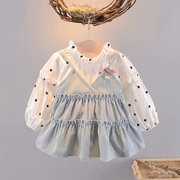 Nữ bé công chúa váy nhỏ mùa thu 0-1 bé gái 3-6 tháng 4 cotton 5 váy 12 mùa thu - Váy