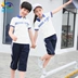 2019 mới đồng phục tiểu học Thâm Quyến phù hợp với quần short thể thao tay ngắn một hai ba bốn năm sáu lớp dịch vụ màu xanh - Đồng phục trường học / tùy chỉnh thực hiện