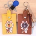 DÒNG Brown Xiong Ke Niu Thỏ Thẻ Xe Buýt Set Key Chain Mặt Dây Chuyền Xe Buýt Giao Thông Vận Tải Thẻ Thẻ Set PU Mềm Vài Thẻ bộ Hộp đựng thẻ