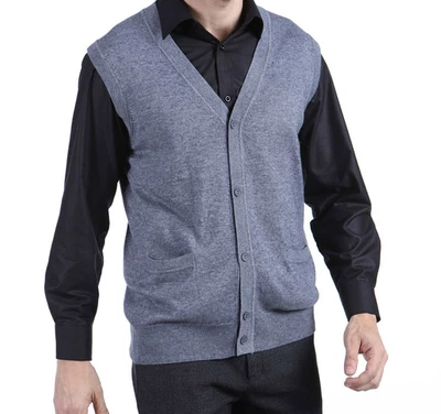 Mùa xuân và mùa thu phần mỏng người đàn ông trung niên cashmere vest kích thước lớn openwork len vest vai đan len mở vest áo len nam trung niên Dệt kim Vest