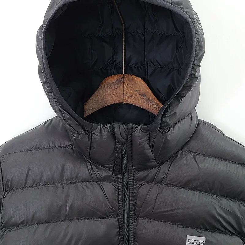 Женская черно-белая тонкая хлопковая куртка с капюшоном Levis 26858-0002/0003