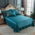 Châu Âu sang trọng 60 dài chủ yếu cotton satin ren thêu bốn mảnh màu sắc rắn giường bông giường trải giường - Bộ đồ giường bốn mảnh chăn ga gối đệm khách sạn Bộ đồ giường bốn mảnh