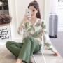 Mùa xuân và mùa hè tháng quần áo mùa xuân và mùa thu cotton sau khi sinh phụ nữ mang thai Bộ đồ ngủ phụ nữ phù hợp với thai kỳ cho con bú - Giải trí mặc / Mum mặc bộ bầu mặc mùa đông