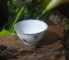 чашка 包老保真品明代崇祯青花婴戏图茶碗古玩瓷器收藏古董茶杯盏包真货