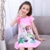 Công chúa cô gái nightdress trẻ em nightdress tay áo ngắn 4 mùa hè 6 phần mỏng đồ ngủ 3-5-7-9 tuổi cô gái dễ thương 11