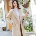 Áo khoác len hai mặt cashmere 2018 dài mùa đông và dài qua đầu gối phiên bản Hàn Quốc cộng với áo khoác lông nữ theo phong cách Hepburn mềm mại - Áo khoác dài