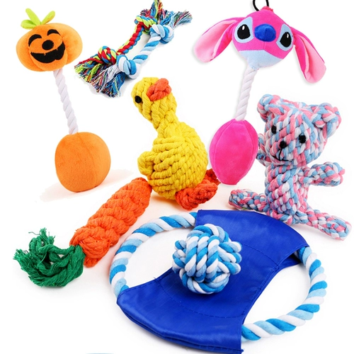 Собака игрушка укусить веревку, кусая веревка Золотые волосы, плюшевые маленькие и средние щенки для собак.