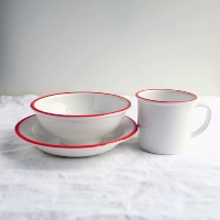 13 белая и красная миска 16 белая и красная тарелка 7 белая и красная чашка
