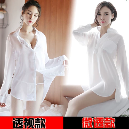 Сексуальная пижама, рубашка, прозрачный шифоновый комплект