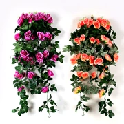Trong nhà mô phỏng hoa hồng treo tường hoa treo phòng khách trang trí tường hoa giỏ hoa giả hoa treo tường trang trí trần - Hoa nhân tạo / Cây / Trái cây