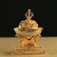 Тибетская поставка непальской тантрической живой водопроводной чаша золото золото медь Тубалбара миска большая