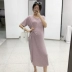 Đầm bầu cho mẹ bầu hè 2019 phiên bản Hàn Quốc mới của áo thun ngắn tay cổ tròn váy ngắn mang bầu size lớn - Áo thai sản