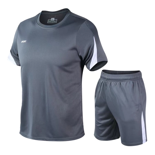 Летний спортивный костюм, быстросохнущая футбольная форма для тренировок для спортзала, уличная униформа, короткий рукав, для бега, сделано на заказ