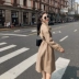Áo len nữ phần dài Hàn Quốc phiên bản 2018 mới eo sinh viên nhỏ một ve áo đôi phải đối mặt với cashmere áo len áo khoác dạ nữ đẹp Accentuated eo áo
