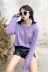 Mùa hè Hàn Quốc phiên bản của chic gió thư thêu vòng cổ dài tay kem chống nắng quần áo áo len phần mỏng T-Shirt jacket bạn gái