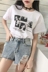 2018 cá tính mới tops nữ sinh viên lỏng lẻo Hàn Quốc ulzzang hoang dã xã hội trắng ngắn tay t-shirt nữ mùa hè áo phông nữ có cổ Áo phông