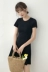 Mùa hè ăn mặc của phụ nữ Hàn Quốc phiên bản của chic đơn giản màu rắn cao eo slim ngắn tay đầm Mỏng hoang dã Một từ váy ngắn nữ