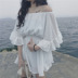 Tân Cảng mùa hè gió cổ áo quây flounced khí Sleeve eo là culottes mỏng giản dị nữ Xiêm