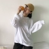 2018 mùa xuân mới Hàn Quốc phiên bản của cổ điển hoang dã rắn màu lỏng đèn lồng tay áo mỏng trùm đầu T-Shirt áo len phụ nữ áo áo hoodie nữ form rộng Áo len