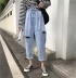 2018 đầu mùa thu mới của Hàn Quốc phiên bản của lỗ lỏng chân nhỏ vành đai hoa đàn hồi eo chín điểm Harlan jeans nữ mùa hè