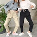 Mùa xuân mới của Hàn Quốc phiên bản của lỏng mỏng đàn hồi eo dây đeo hậu cung quần chín điểm sinh viên quần thẳng quần âu thủy triều nữ Quần Harem