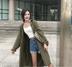 2018 mùa xuân mới Hàn Quốc phiên bản của phần dài kích thước lớn áo gió phụ nữ lỏng lẻo đơn ngực mỏng dài tay áo mỏng thủy triều shop đồ nữ Trench Coat