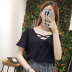 Mùa xuân mới của Hàn Quốc thời trang rỗng vòng cổ ngắn tay T-Shirt nữ Han Fan rắn màu Slim mỏng hoang dã áo khoác thủy triều thoi trang cong so Mùa xuân