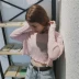 2018 mùa xuân mới Hàn Quốc phiên bản của Hồng Kông hương vị chic rắn màu loose gỗ tai ngắn đoạn quan điểm dài tay T-Shirt của phụ nữ áo sơ mi