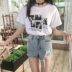 2018 cá tính mới tops nữ sinh viên lỏng lẻo Hàn Quốc ulzzang hoang dã xã hội trắng ngắn tay t-shirt nữ mùa hè áo phông trắng Áo phông