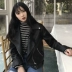 2018 Hàn Quốc Mùa Xuân Mới Dài Tay Áo Joker Locomo Ngắn PU Leather Zipper Ve Áo Khoác Nữ Sinh Viên Áo khoác ngắn