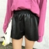 Mùa xuân mới Hàn Quốc phiên bản cao eo chân rộng pu quần da quần short phần mỏng mỏng đàn hồi eo mặc hoang dã quần âu phụ nữ quần short nữ ống rộng Quần short