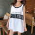 Mùa hè Hàn Quốc phụ nữ lỏng lẻo không tay vest T-Shirt nữ sinh viên hoang dã letter in ấn đoạn dài đáy áo sơ mi áo phông có cổ nữ Áo phông