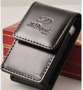 Черная глянцевая зажигалка, кожаный защитный чехол, из натуральной кожи