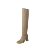 Yuan Circle Corean Eunni ~ Retro Толстая каблука куча ботинок High Boots, сгибает сапоги Western Denim Jeave Boots