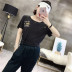 C-M35 lỏng T-Shirt mùa hè của phụ nữ hoa thêu hoang dã áo thun ngắn tay áo sơ mi áo phông trắng nữ Áo phông