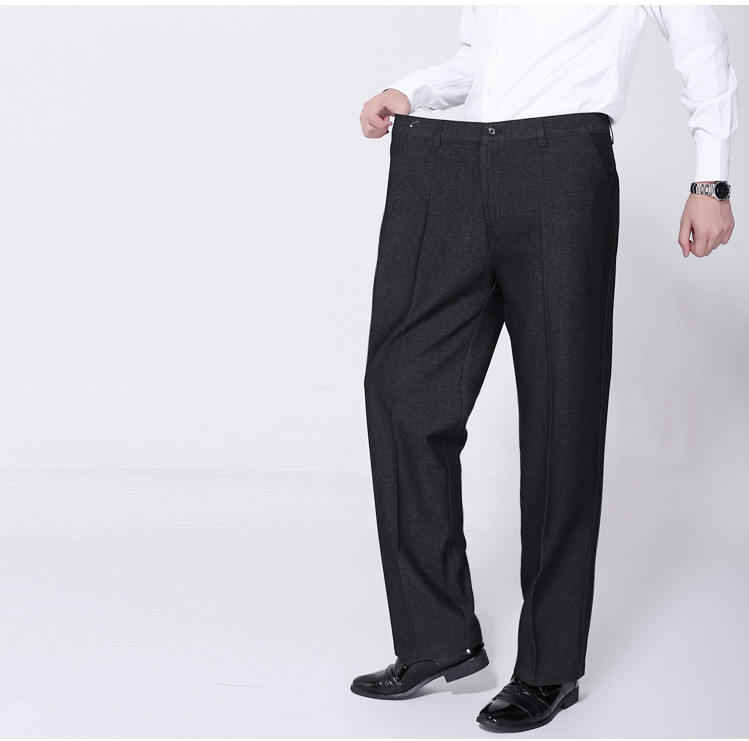Khuyến mãi mùa hè phần mỏng nam cộng với phân bón XL quần cao eo lỏng quần âu cotton miễn phí ủi phù hợp với quần