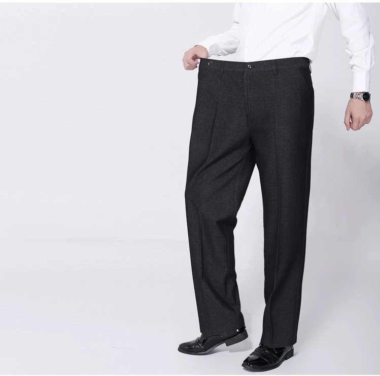 Khuyến mãi mùa hè phần mỏng nam cộng với phân bón XL quần cao eo lỏng quần âu cotton miễn phí ủi phù hợp với quần quần tây nam