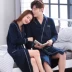 100% cotton dài tay dịch vụ tại nhà mùa xuân nam nữ áo tắm kích thước lớn áo choàng tắm áo tắm phiên bản Hàn Quốc của cặp đôi đồ ngủ dài