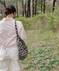 Сумка 韩国豹纹帆布包正品孔孝真白百何同款野餐露营帆布袋emis包包