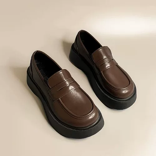 Расширенная обувь для кожаной обуви, японские лоферы в английском стиле на платформе, изысканный стиль, в британском стиле