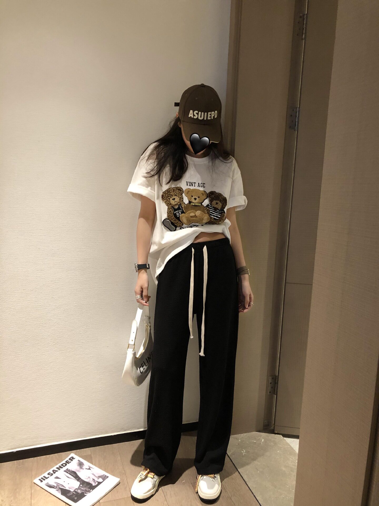 Bubble yarn drawstring wide-leg long pants 2022 Spring Collection new straight-leg loose high-waisted slimming long pants Specification image