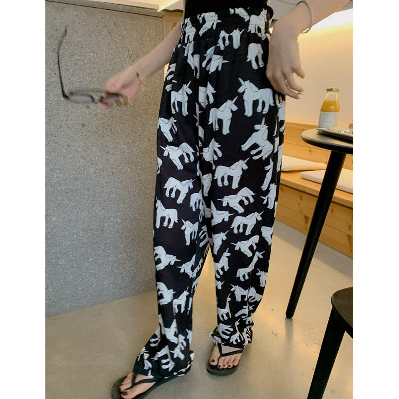 Wide-leg women's high-waisted, sagging summer thin 2022 Korean style new loose straight-leg casual floor-length chiffon pants details Picture