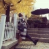 Chống giải phóng mặt bằng mùa mới màu đen và trắng kẻ sọc áo len nữ phần dài sinh viên Hàn Quốc lỏng dày Nizi coat áo khoác dạ dáng suông hàn quốc Áo Hàn Quốc
