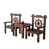 Старый лодочный деревянный главный стул Трех -набор чайного стула Одинокий диван китайский стиль полного деревянного деревянного дворца