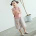 Quần áo trẻ em Hanfu bé gái phù hợp với trang phục mùa hè nước ngoài 2019 mới hè bé gái bé gái hai mảnh xu hướng quốc gia - Phù hợp với trẻ em Phù hợp với trẻ em