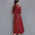 2018 mới mùa xuân và mùa thu Haining da của phụ nữ phần dài đầu gối da áo gió Mỏng mỏng phù hợp với cổ áo da áo khoác thủy triều