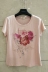 Áo thun nữ mùa hè 2019 áo thun nữ QENQIAO Zhen Qiao 7093 chất lượng cao cotton in hoa ba chiều - Áo phông